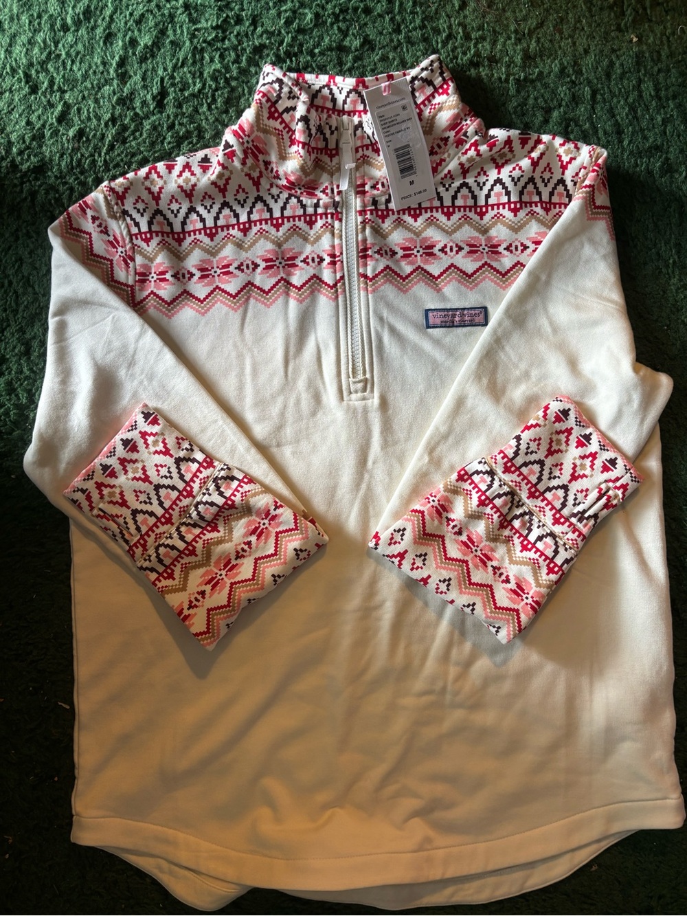 Vineyard Vines White  Quarter-Zip Fleece Pullover